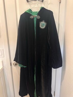 Slytherin Black Velvet Robe with Green Lining